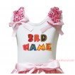 Personalize Custom White Tank Top Light Pink Sequins Ruffles Light Pink Bow & Birthday Baby Name TB1223